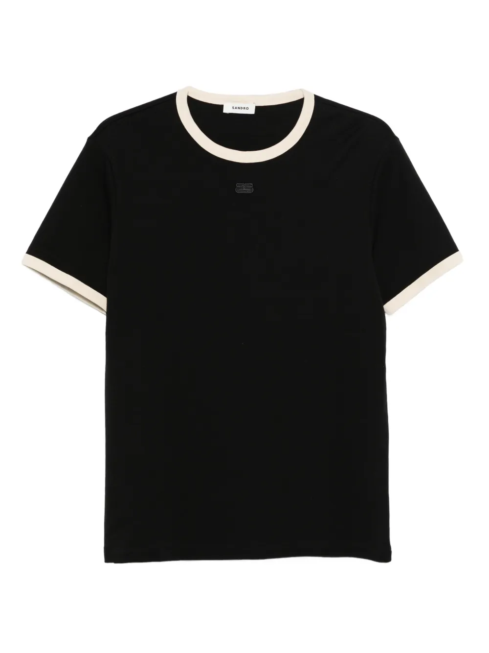 SANDRO T-shirt con rifinitura a contrasto - Nero