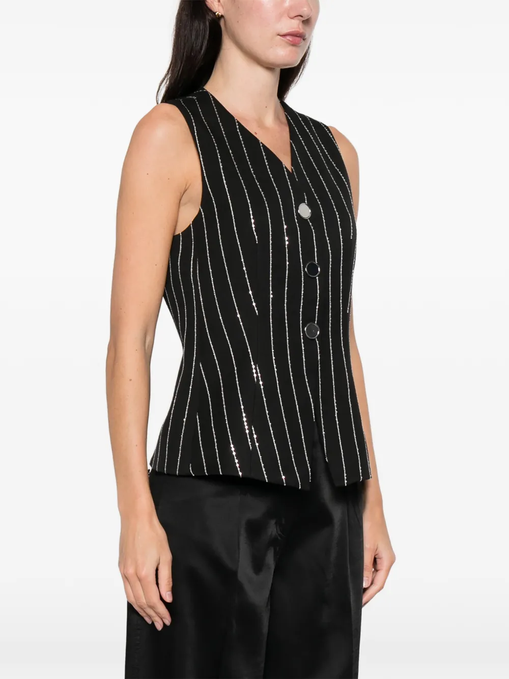  Sandro Striped Waistcoat - Black 