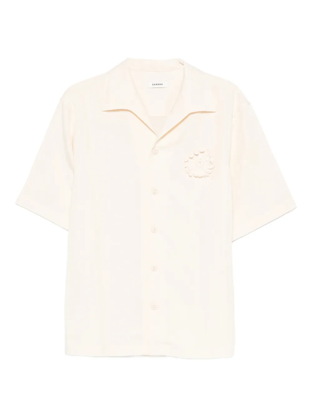 SANDRO рубашка с короткими рукавами и вышивкой | нейтральные цвета