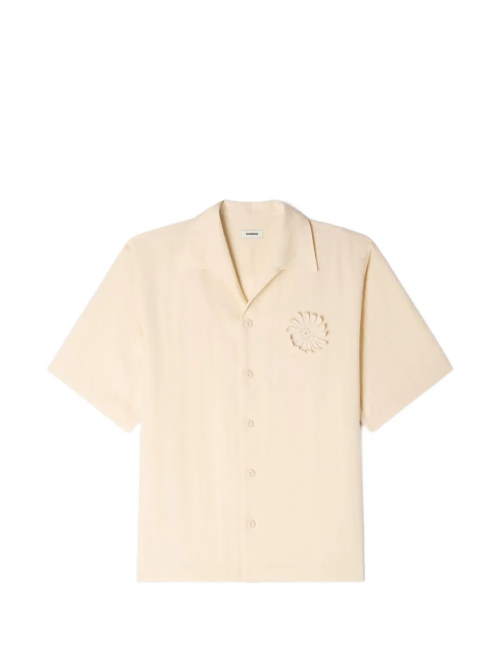 SANDRO loose-fit floral crochet shirt | Neutrals | Image 1