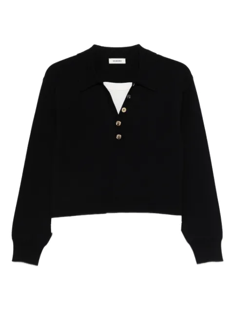 SANDRO polo-collar button-embellishment sweater