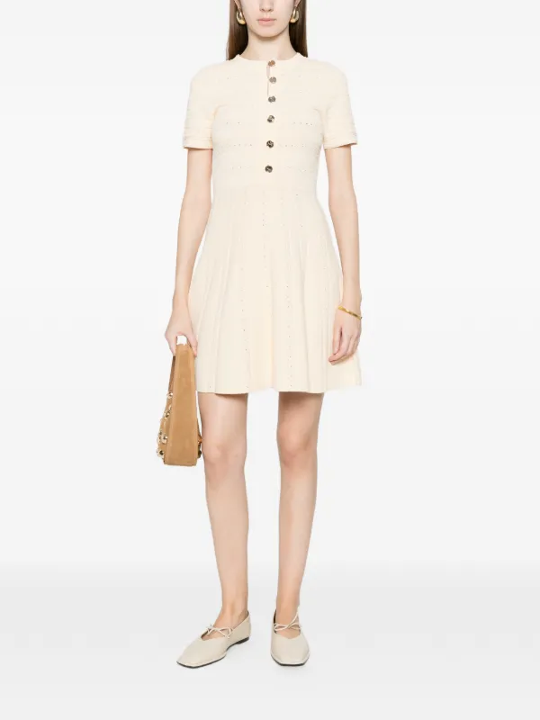 sandro floral audrey open knit dress Print Mini | Neutrals Mini dress