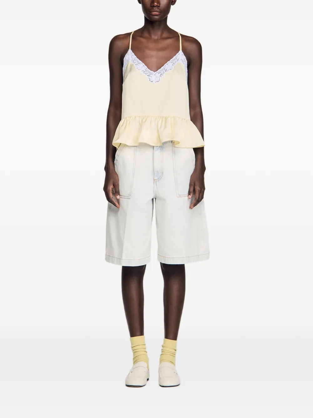  Sandro Lace-trim Top - Yellow 