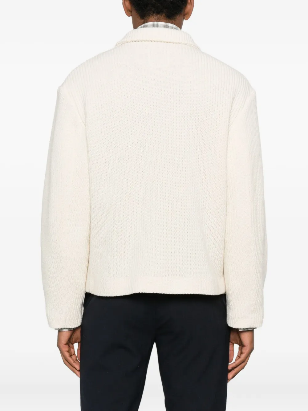Polo-Collar Zip-Fastening Cardigan