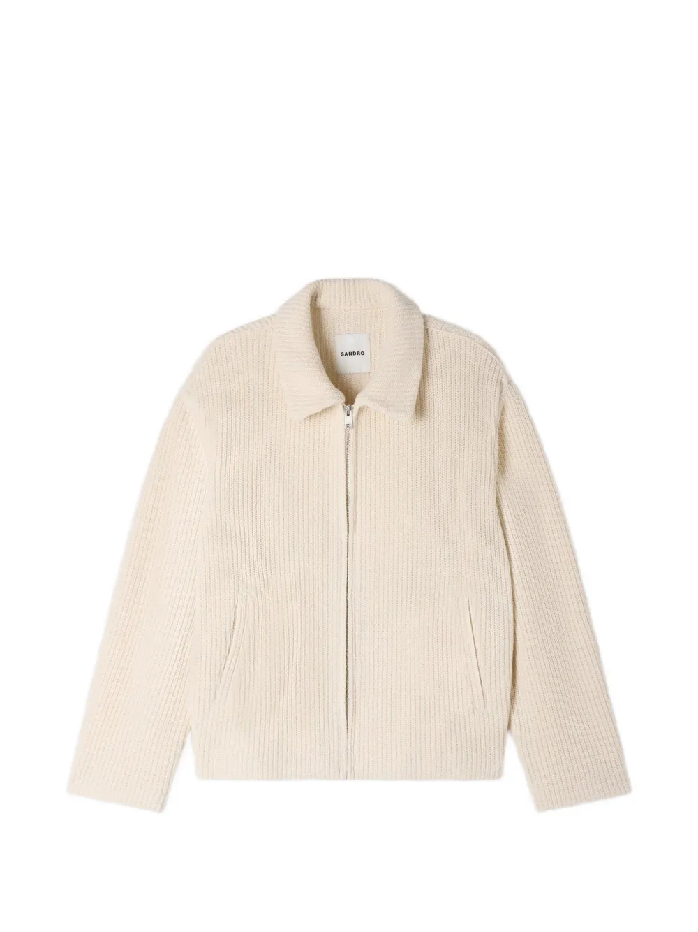 SANDRO knit-effect regular-collar jacket | Neutrals | Image 1
