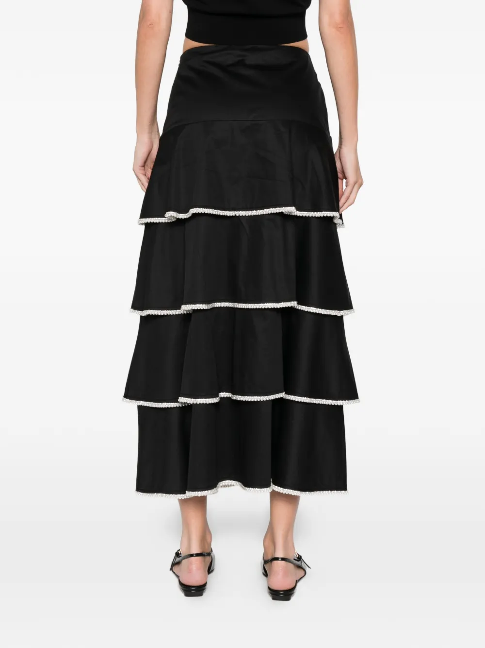 SANDRO Midi-rok verfraaid met gelaagd design Zwart