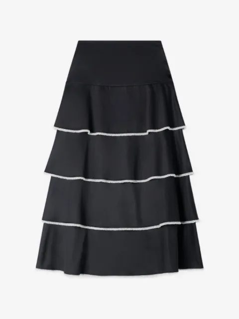 SANDRO maxi ruffled rhinestone skirt