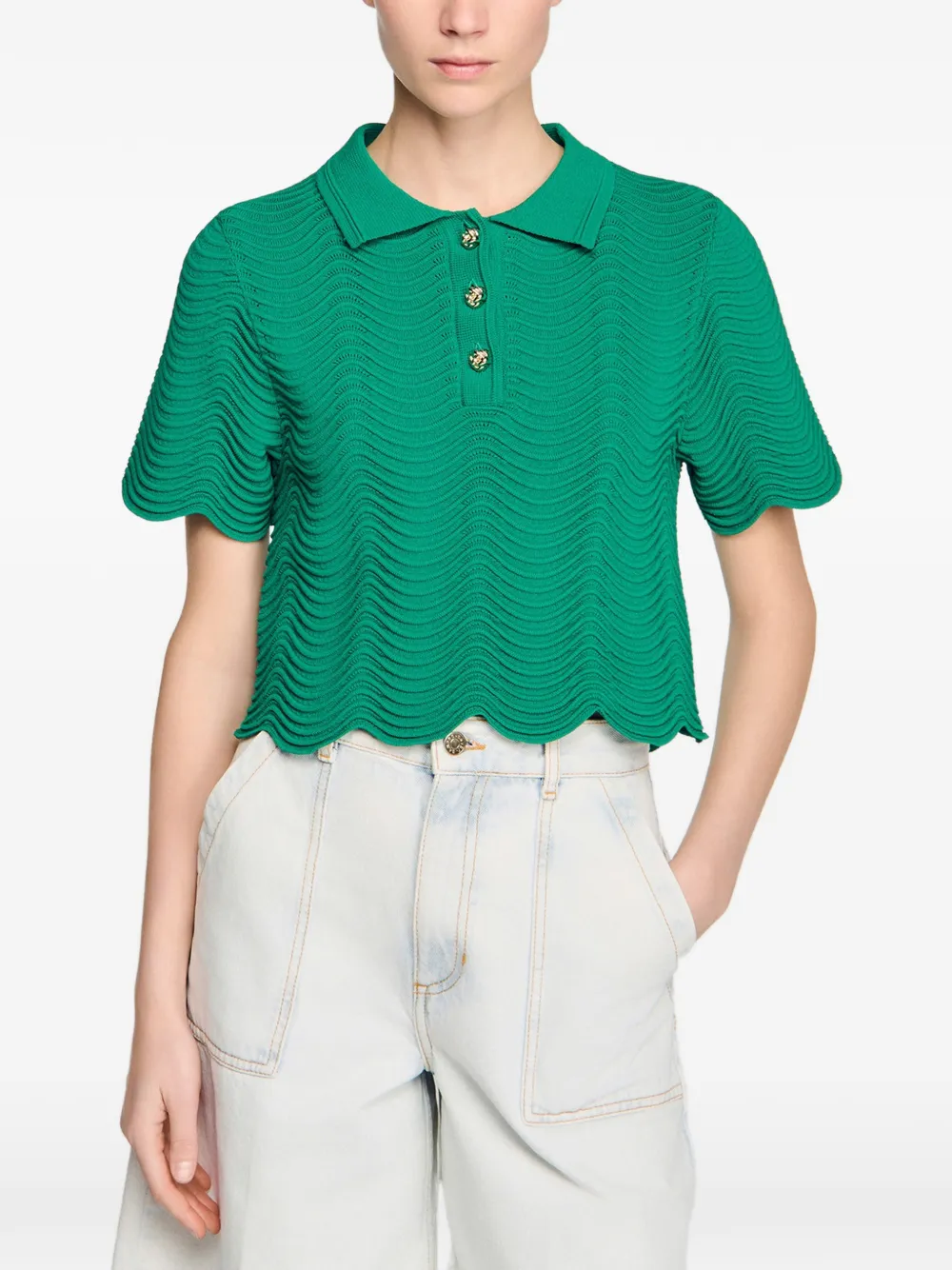 SANDRO T-shirt met golvend patroon Groen