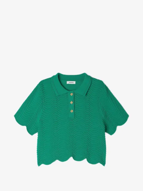 SANDRO decorative knit polo-neck sweater