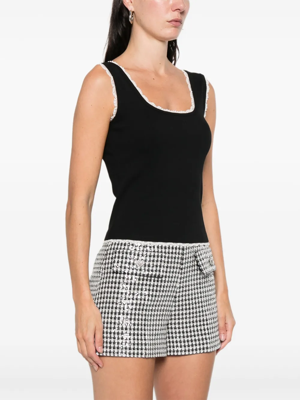  Sandro Square-neck Cotton Top - Black 