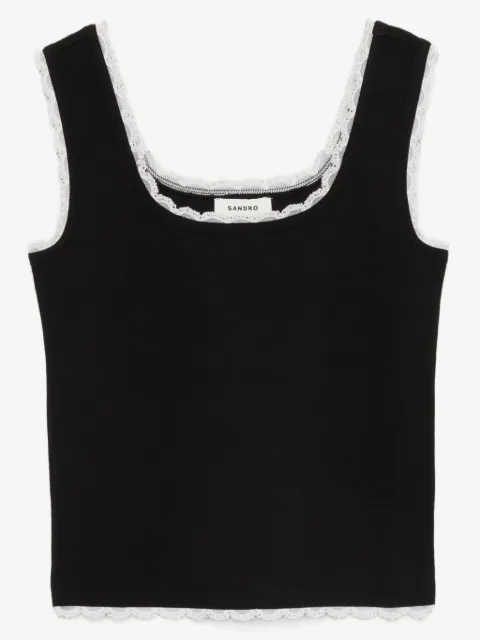 SANDRO beaded embroidered cotton vest top
