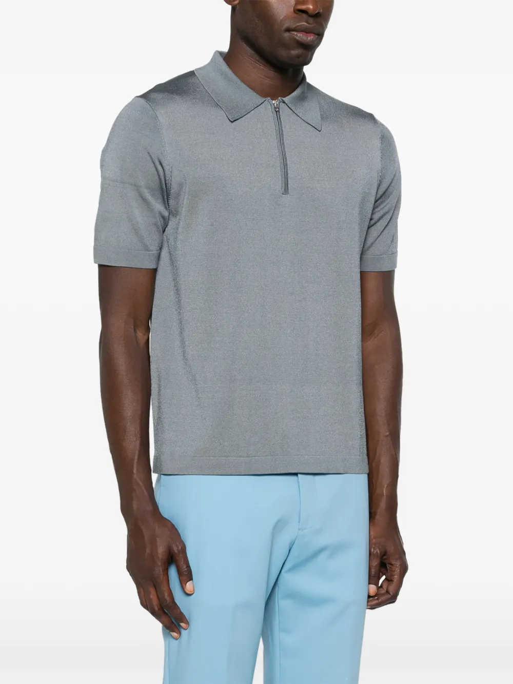  Sandro Zip-collar Polo Shirt - Grey 