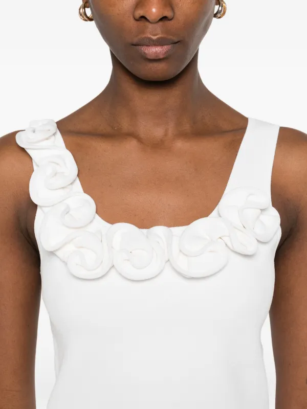 SANDRO フローラル ニットクロップドトップ | ホワイト | FARFETCH JP