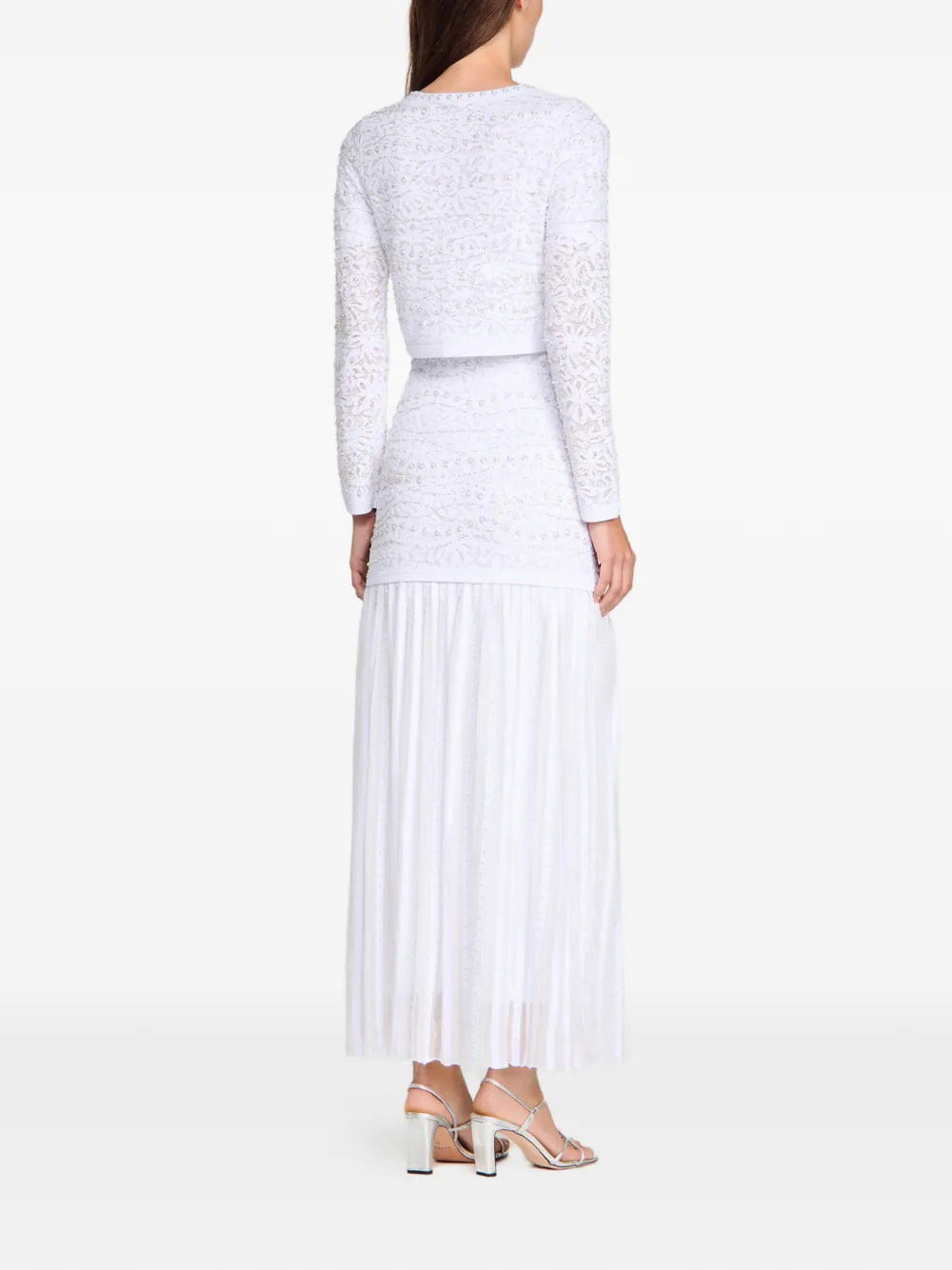  Sandro Floral-embellished Knit Cardigan - White 
