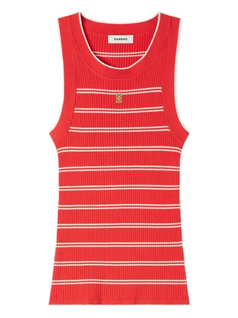 SANDRO stribet tanktop med logoplade