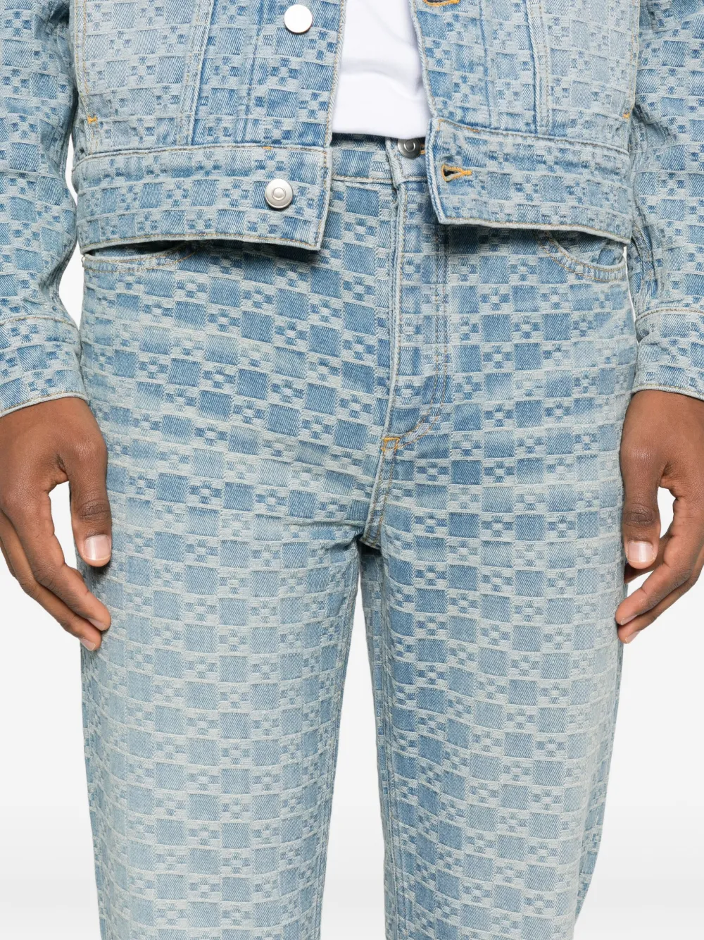 Square-Pattern Jeans