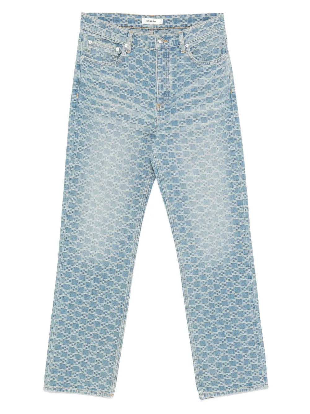 Sandro Square-pattern Jeans In Blue