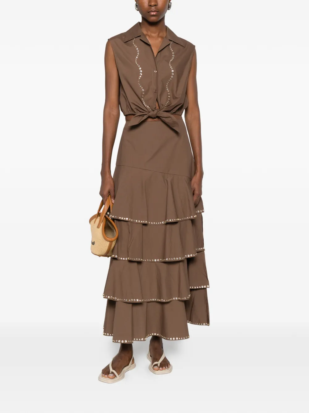  Sandro Tie-detail Shirt - Brown 