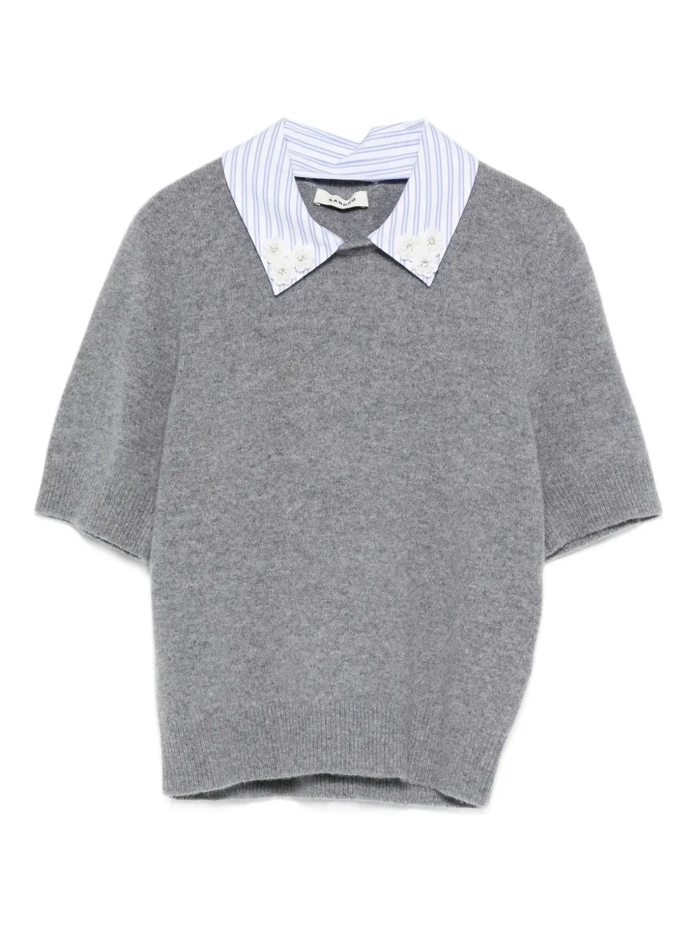 SANDRO striped-collar top | Grey | Image 1