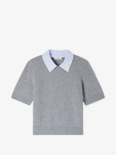 SANDRO jersey con cuello removible a rayas