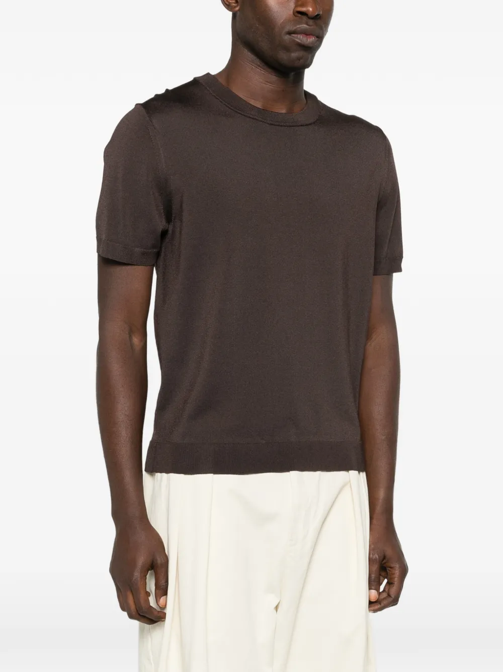 SANDRO T-shirt met ronde hals Bruin