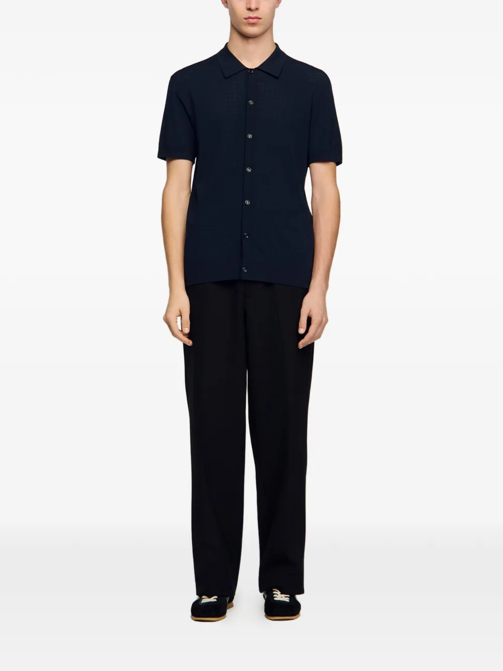 SANDRO Overhemd met korte mouwen Blauw