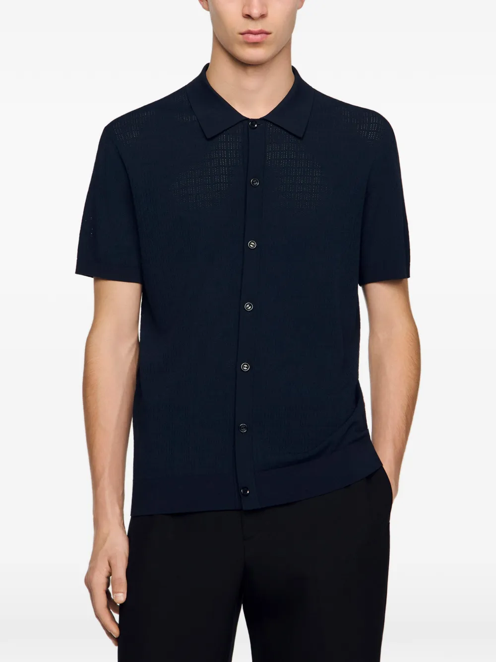 SANDRO Overhemd met korte mouwen Blauw