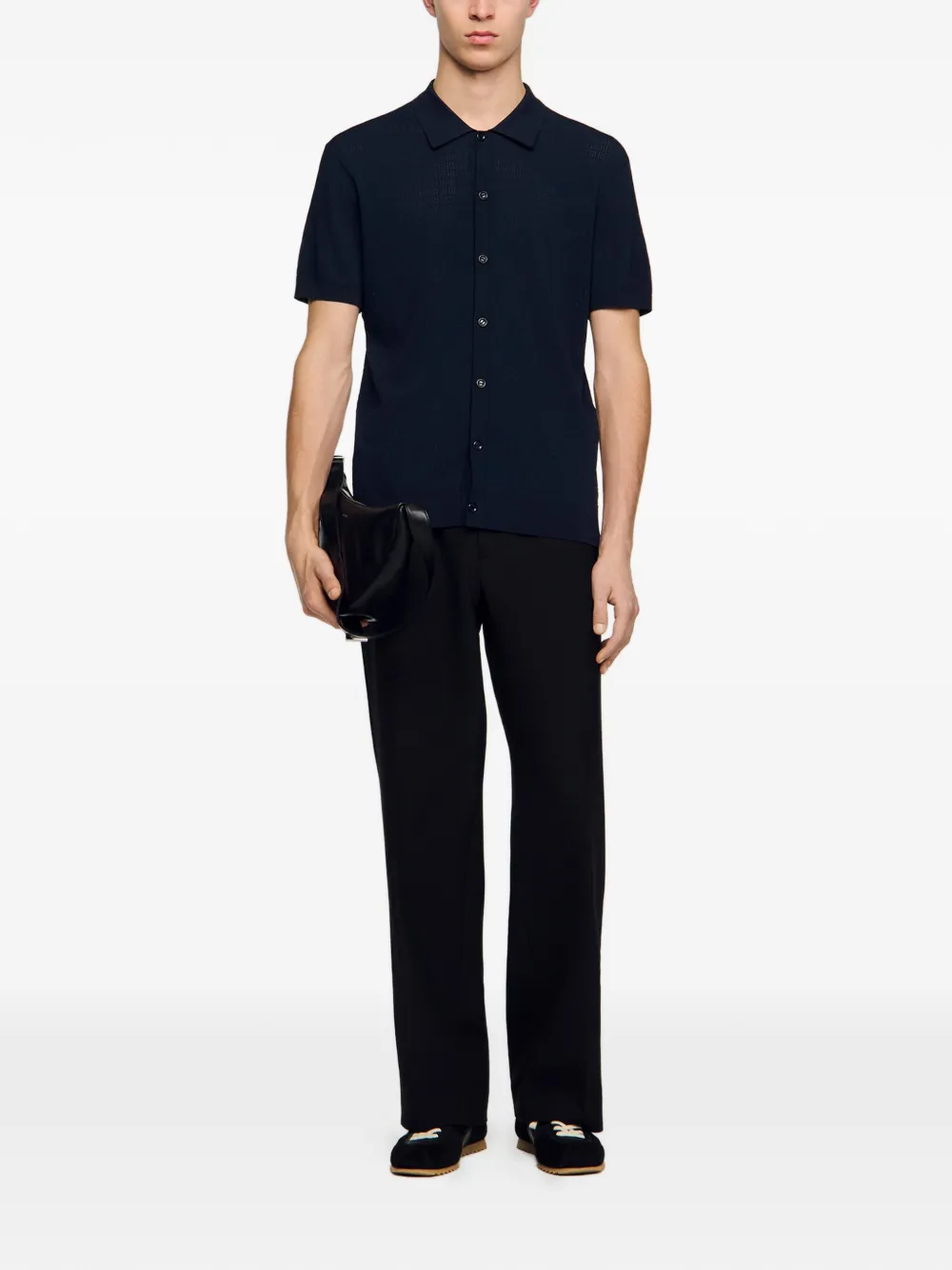 SANDRO Overhemd met korte mouwen Blauw