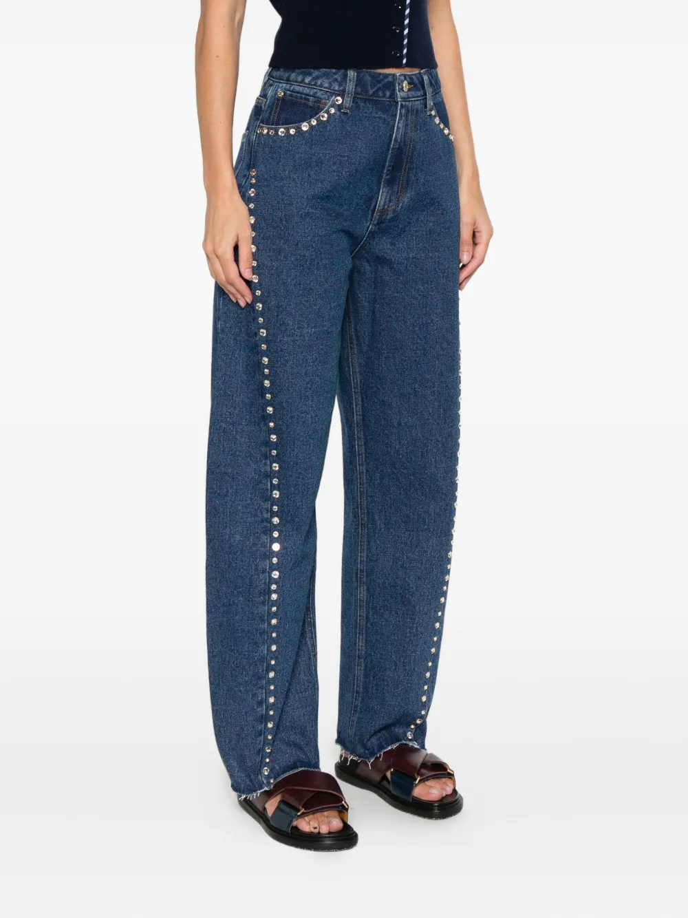  Sandro Rhinestone Barrel Trousers - Blue 