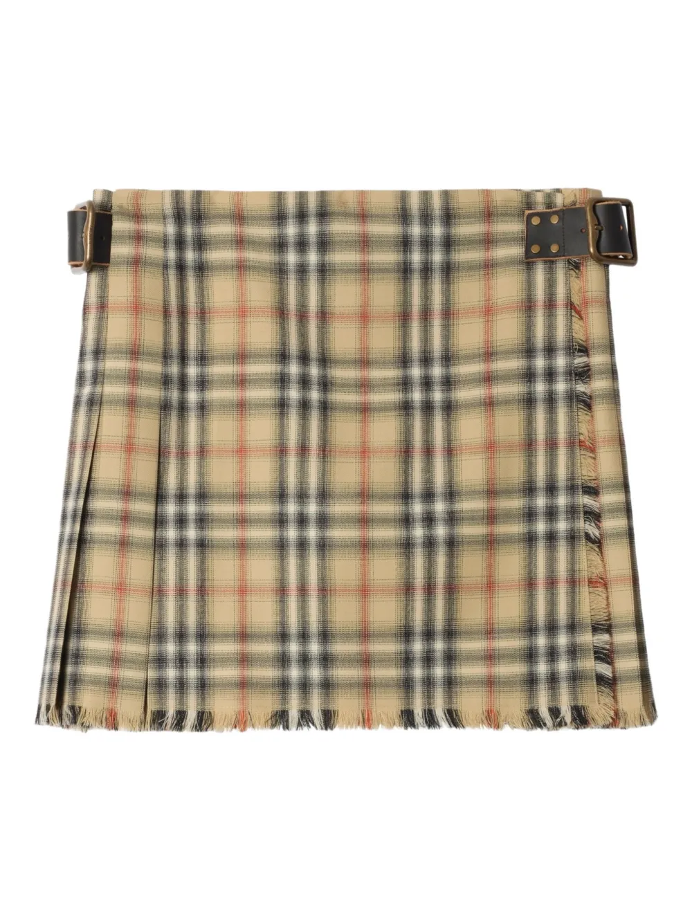 Burberry Check-fringed Mini Kilt In Neutral