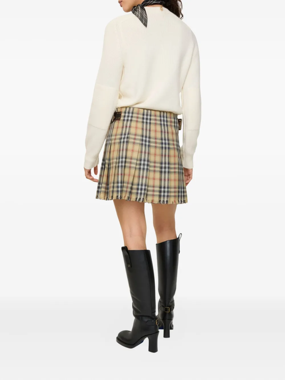 Burberry Check-fringed Mini Kilt In Neutral