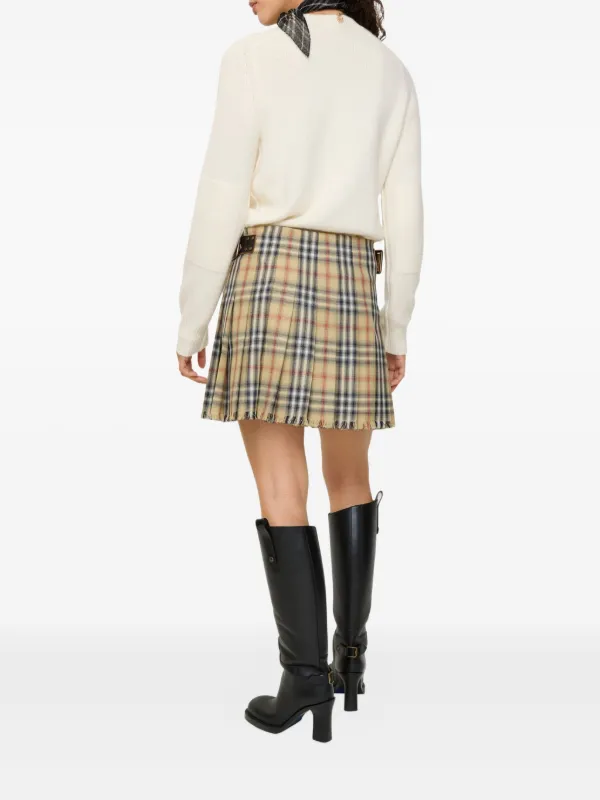 Burberry Kilt Xadrez Com Franjas | Neutro | FARFETCH BR