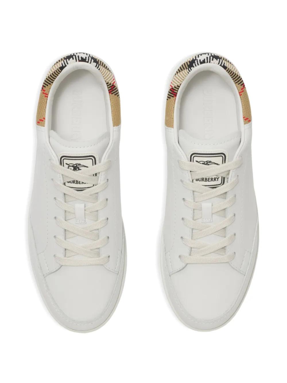 Burberry Check Cuff Leather Set Trainers In White