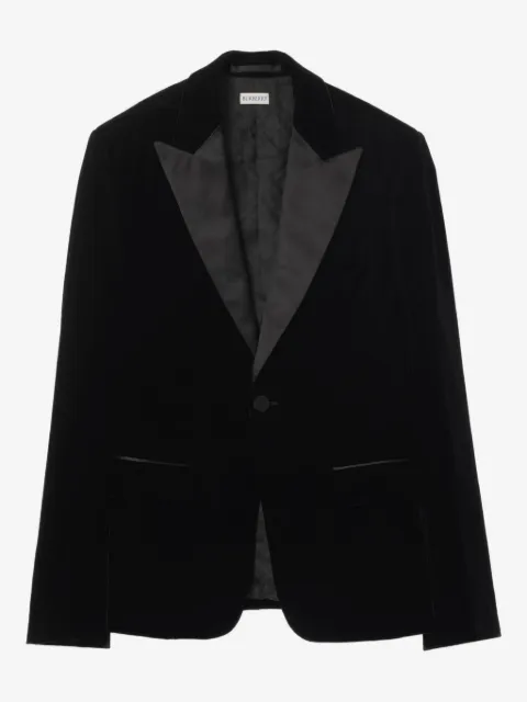 Burberry peaked lapels velvet tuxedo jacket