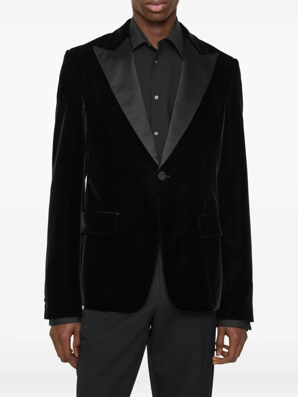 Burberry Fluwelen smoking jack met puntige revers Zwart