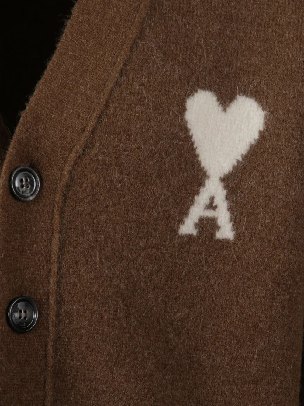 Ami Alexandre Mattiussi Ami De Coeur Cardigan In Brown