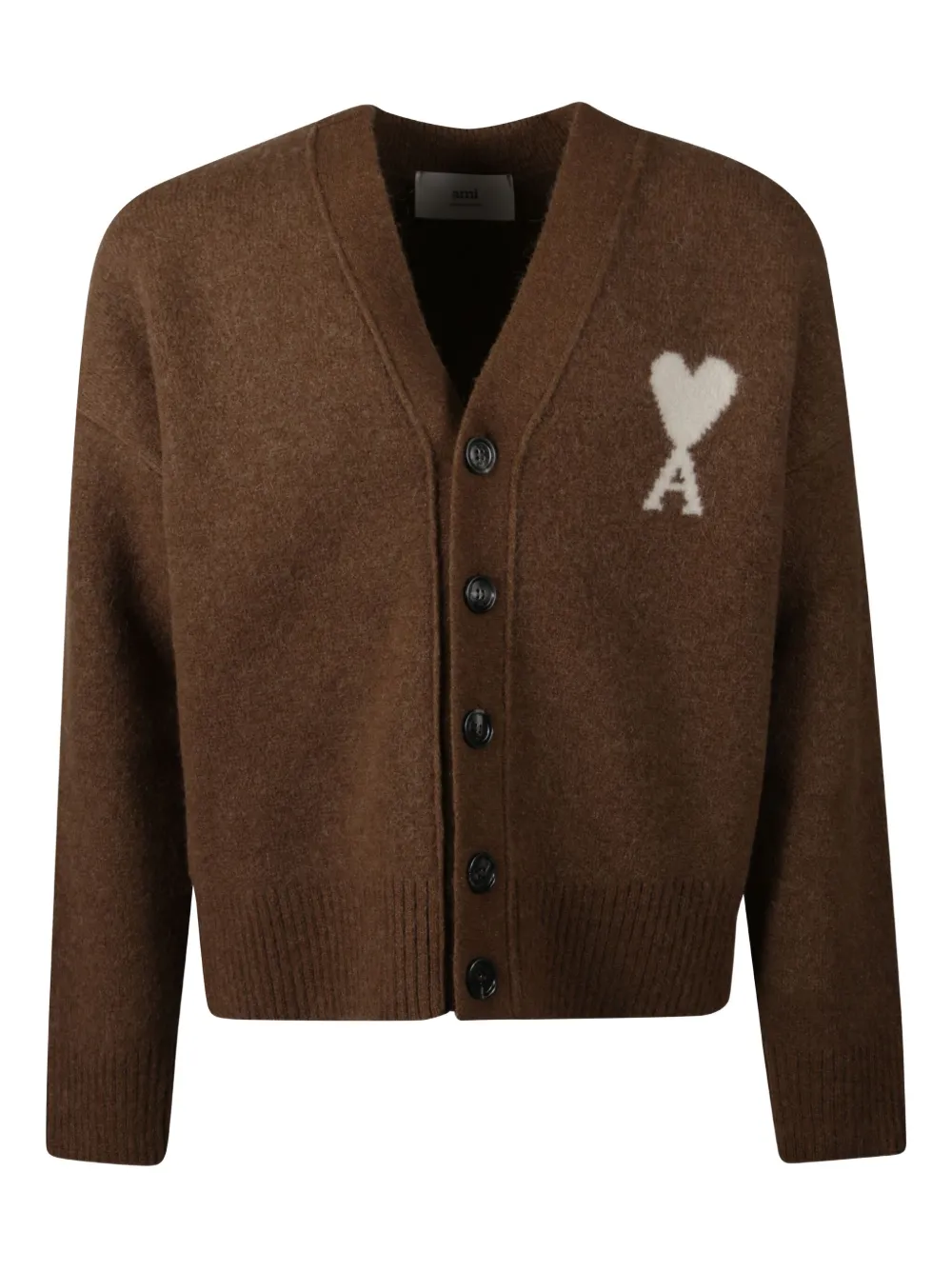 Ami Alexandre Mattiussi Ami De Coeur Cardigan In Brown