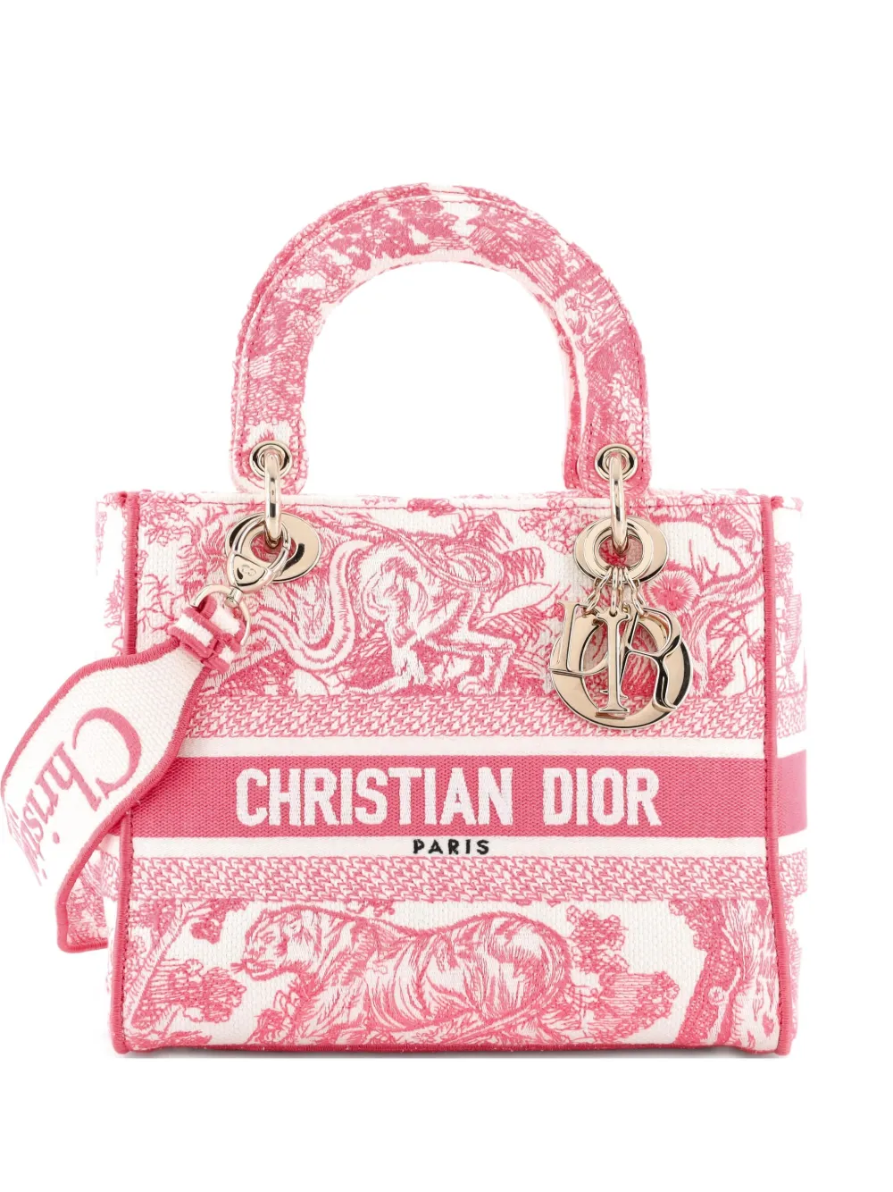 Christian Dior Pre-Owned Toile de Jouy Lady D-Lite Bag Embroidered Christian Dior Pre-Owned Toile de Jouy Lady D-Lite Bag Embroidered