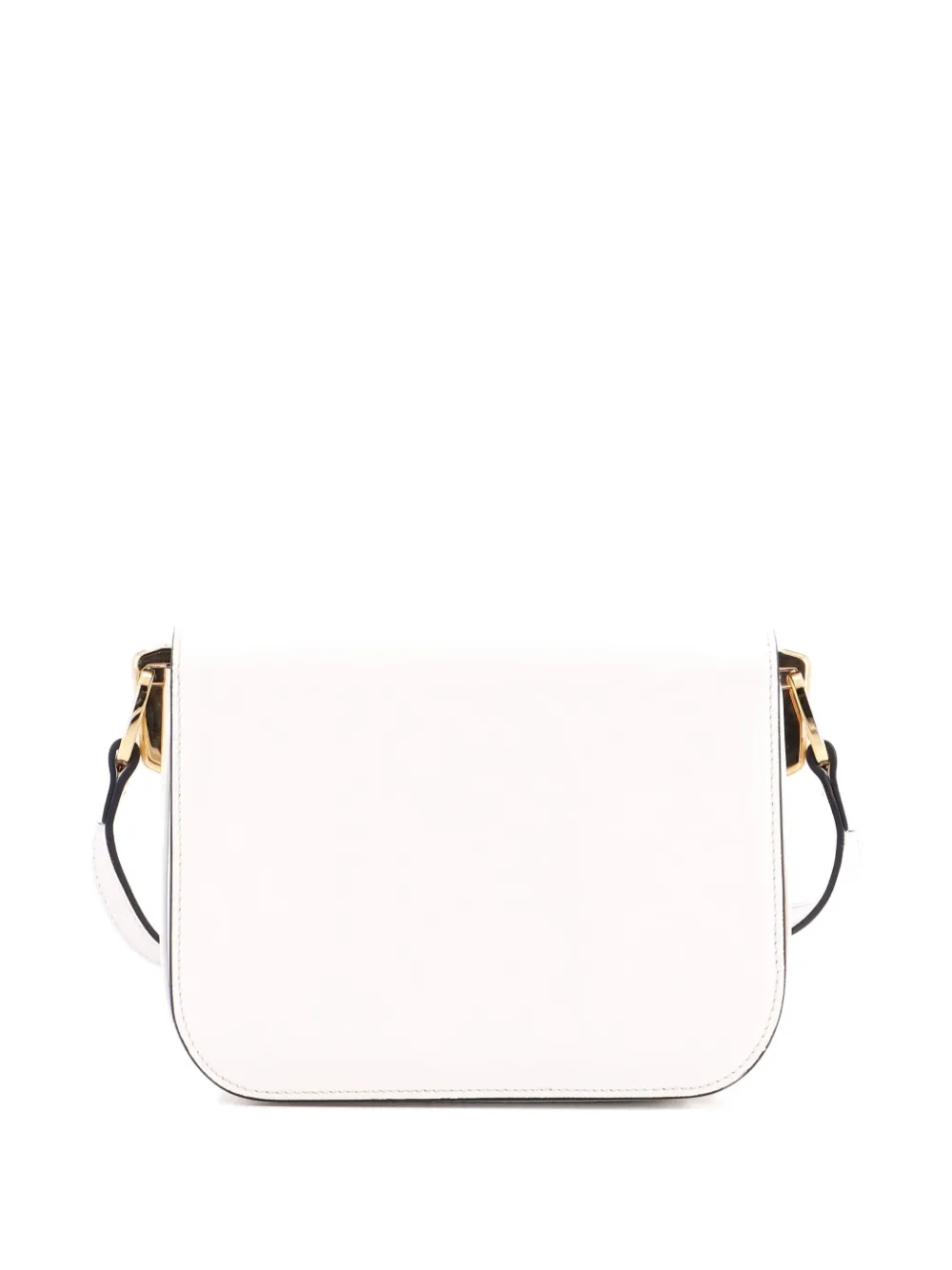 Pre-owned Prada Embleme Flap Bag Saffiano Leather Small Shoulder Bag In White