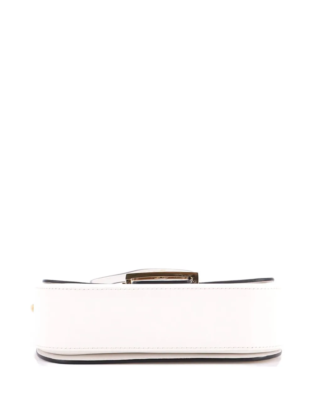 Pre-owned Prada Embleme Flap Bag Saffiano Leather Small Shoulder Bag In White