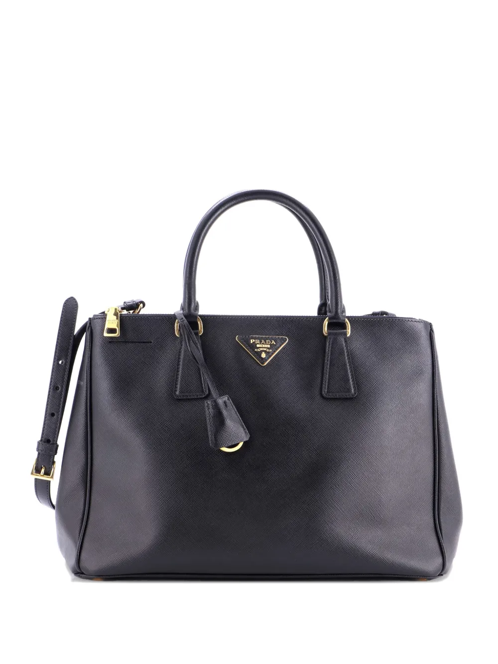 Prada Pre-Owned Double Zip Lux Saffiano Leather Medium tote bag - ブラック Prada Pre-Owned Double Zip Lux Saffiano Leather Medium tote bag - ブラック