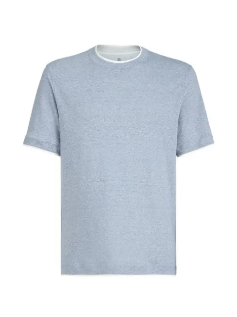 Brunello Cucinelli linen and cotton jersey crew neck T-shirt with faux-layering