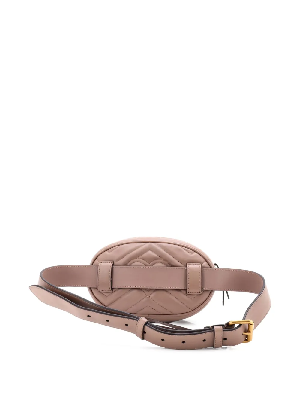 Pre-owned Gucci Gg Marmont Matelasse Leather Belt Bag In Neutral