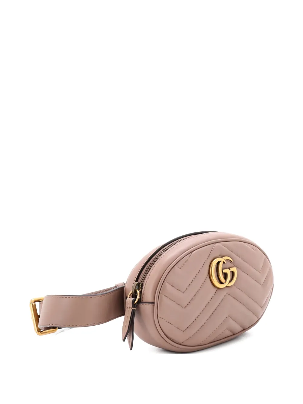 Pre-owned Gucci Gg Marmont Matelasse Leather Belt Bag In Neutral