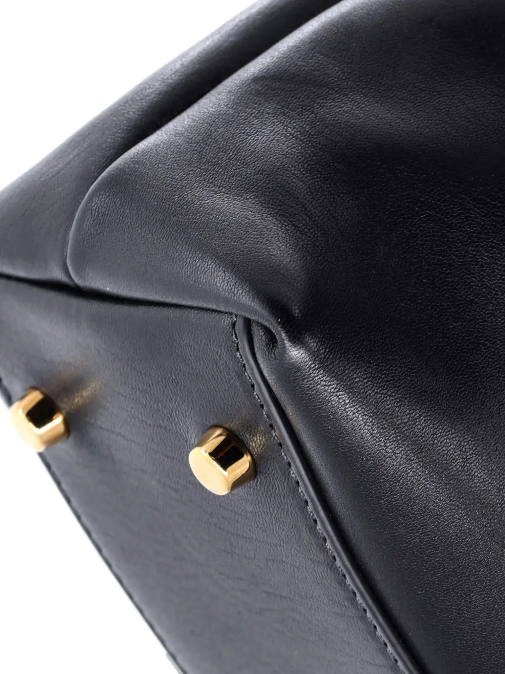 Pre-owned Versace Tag Leather Hobo Bag In Black