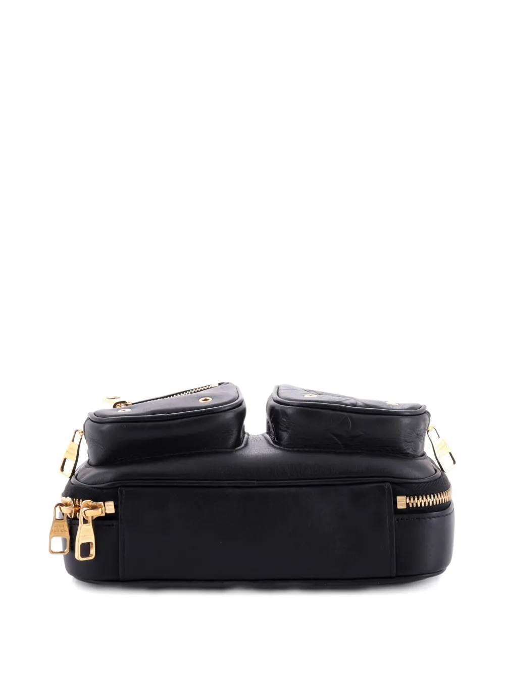 Pre-owned Louis Vuitton Utility Calfskin With Embossed Monogram Detail Crossbody Bag In Black