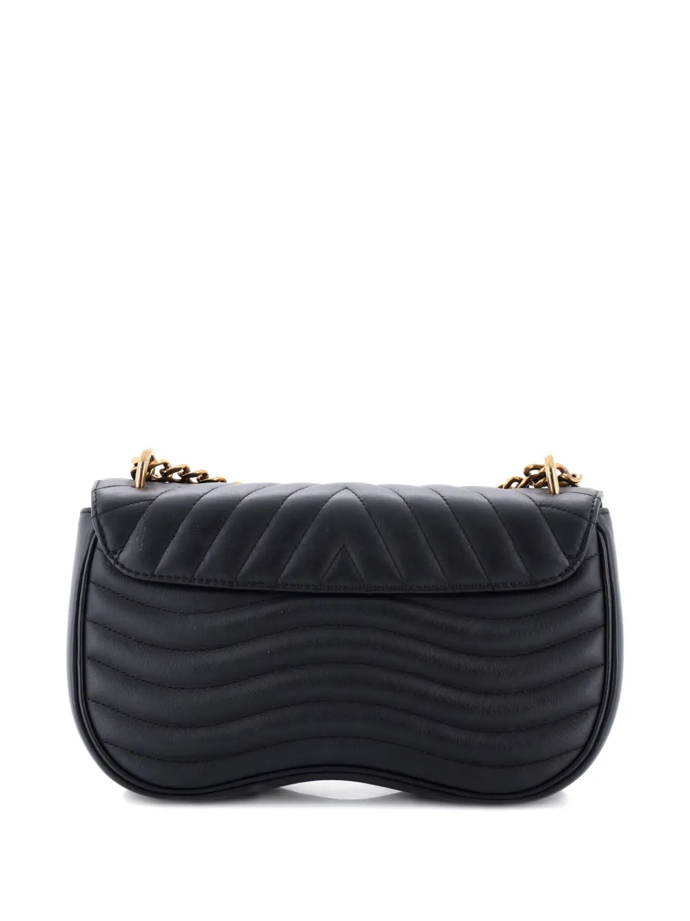 Pre-owned Louis Vuitton New Wave Chain Bag Quilted Leather Mm Crossbody Bag In Black