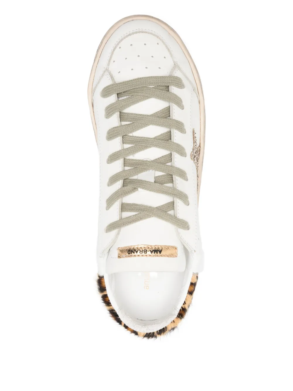 Ama Brand Sneakers verfraaid met sterren en luipaardprint Beige