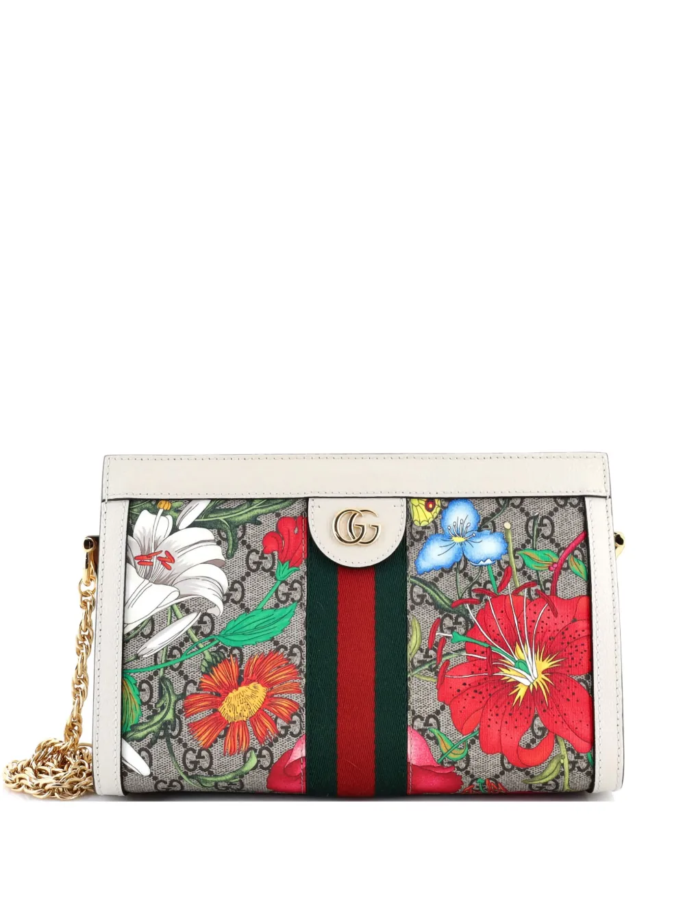 Gucci Pre-Owned Ophidia Chain Shoulder Bag Flora GG Coated Canvas Gucci Pre-Owned Ophidia Chain Shoulder Bag Flora GG Coated Canvas