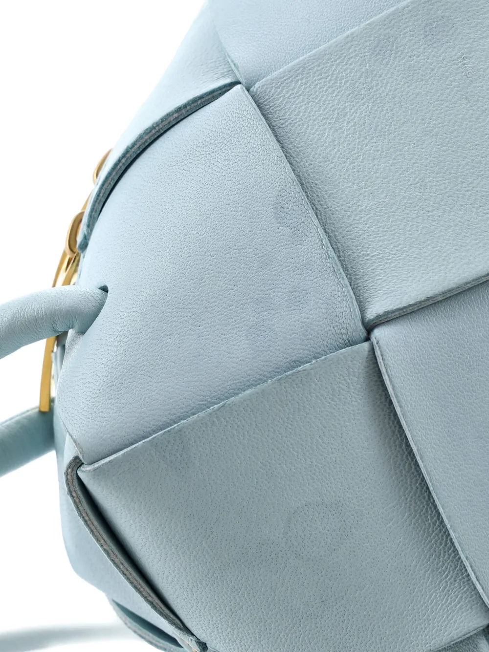 Pre-owned Bottega Veneta Cassette Camera Crossbody Bag Maxi Intrecciato Leather Small Shoulder Bag In Blue